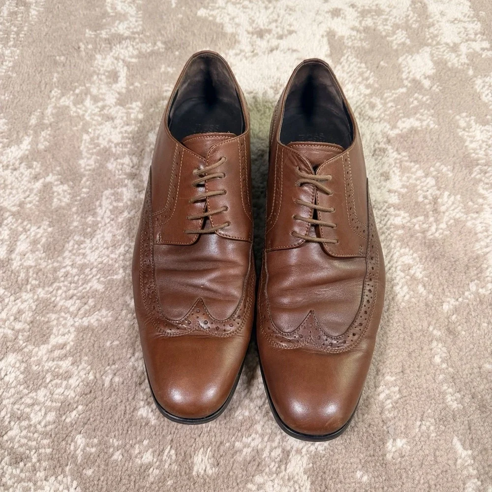 Hugo Boss Oxford Dress Shoes Mens Brown Size 11 Wingtip Leather Old Money